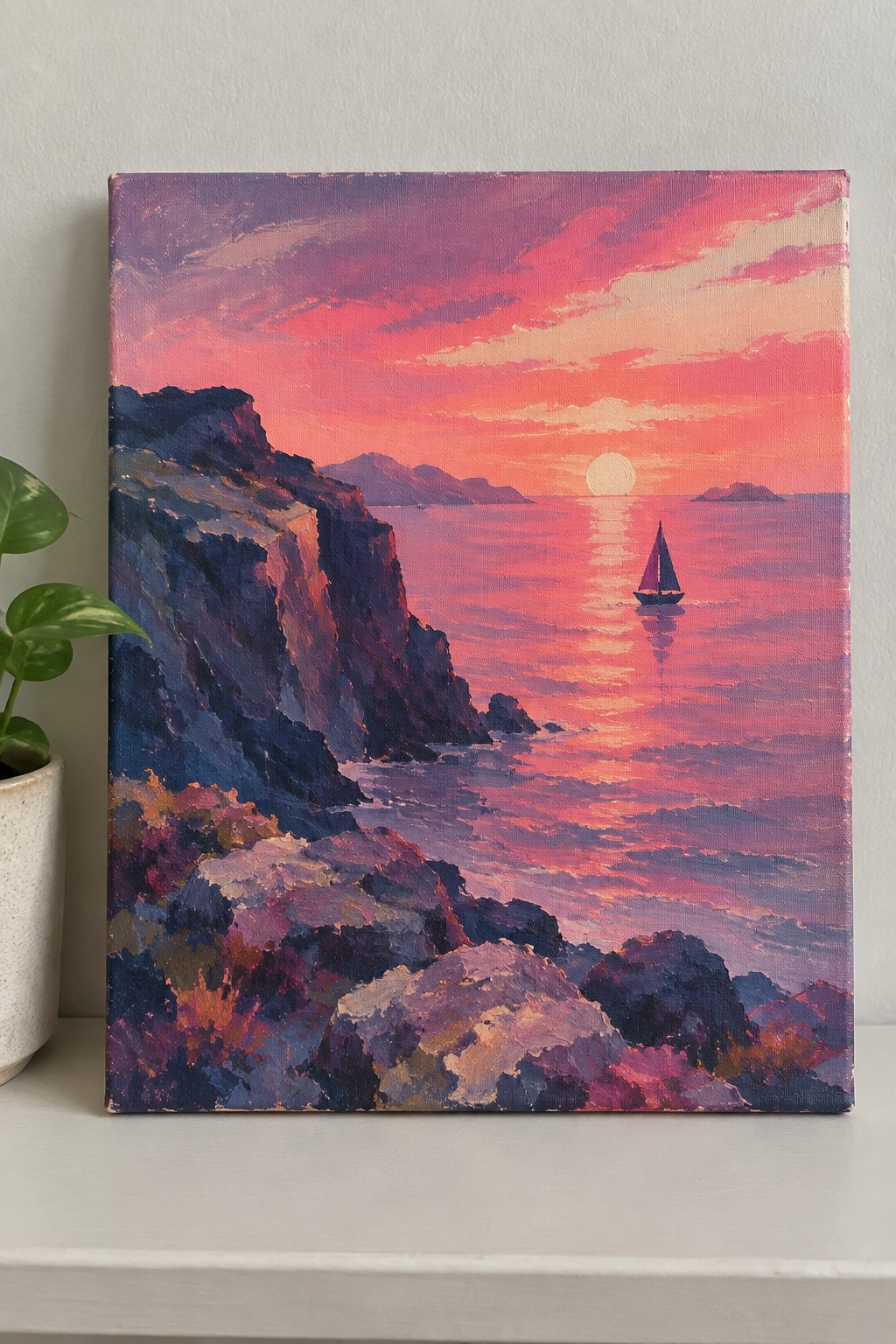 Basic Frame Pink 18 Vibrant Pink Sunset Acrylic Painting Ideas With Coastal Horizons